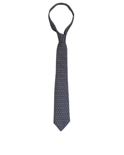 Hermes Seahorses Tie, Silk, Navy/Grey, 3*